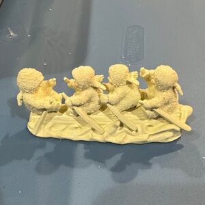 “Pull together canoe” Department 56 Flocked Angel Rowing Figurine - Cream